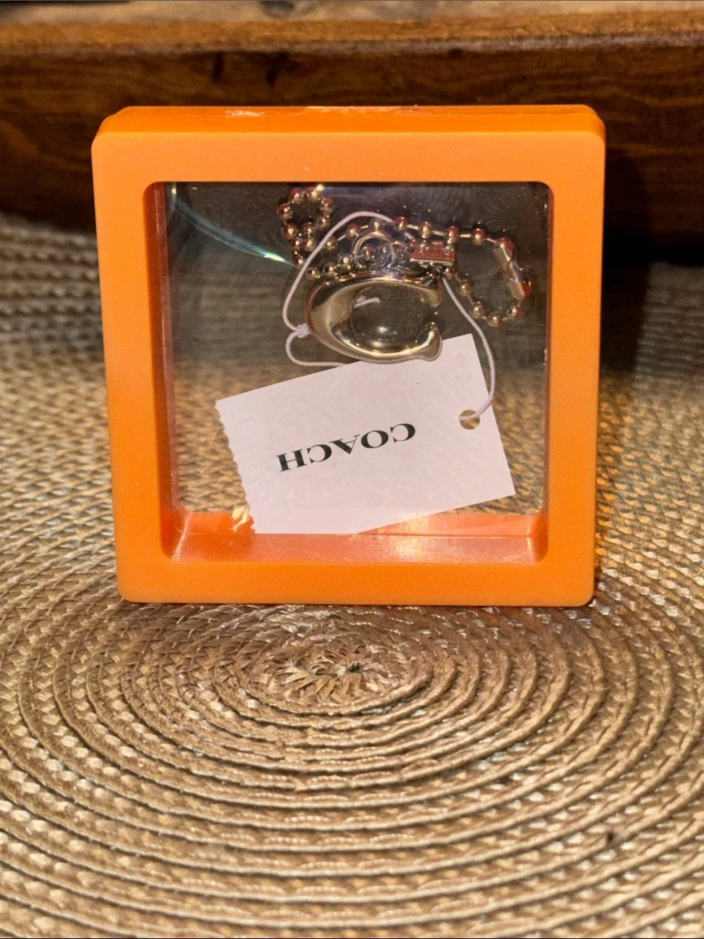 Coach Silver 'C' Charm Keychain with Tag